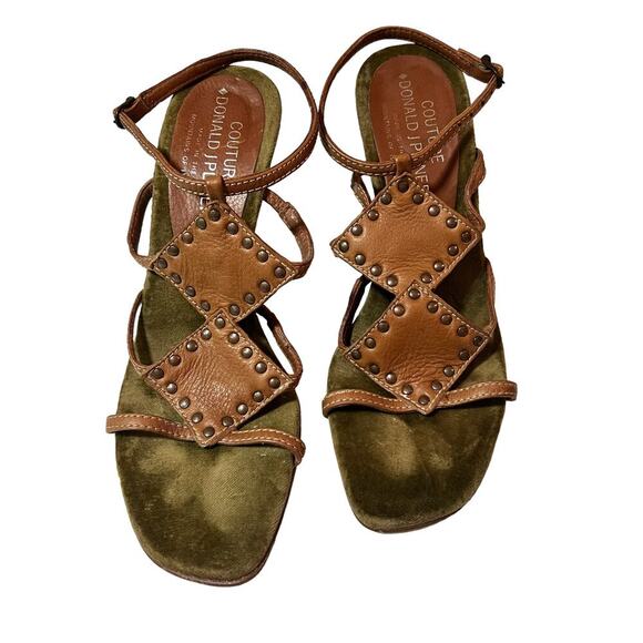 Donald Pliner Devi Strappy Brown Leather 4”‎ Heel Sandals Made in Italy SZ 7 - Picture 8 of 10